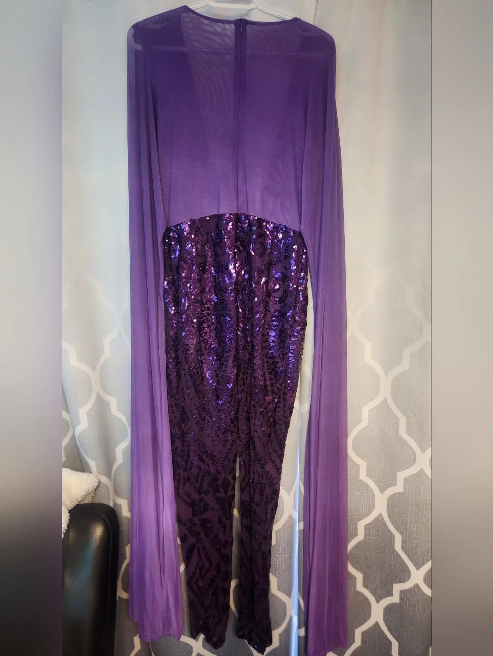 Lavender Purple Sequin Jumpsuit - Picture 2 of 4
